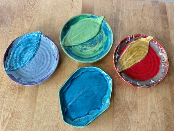 Pawpaw leaf plates (various glaze combinations)