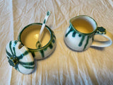 Cream and Sugar set with handmade spoon  (various glazes)