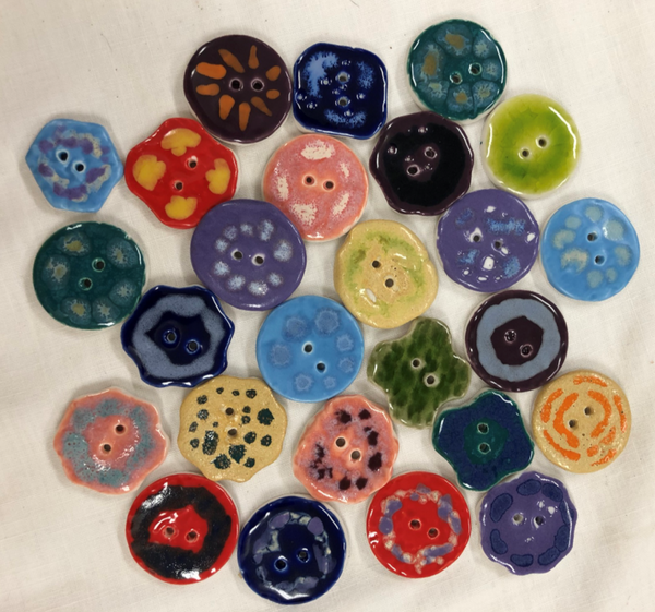 Buttons for Gracie, porcelain in variety of glazes