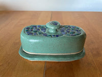 Butter dish mosaic (seafoam / various others)