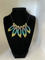 Necklace with leaf shapes (various configurations and glaze combinations)